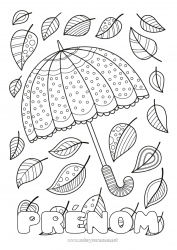 Coloriage gratuit Automne Feuilles Parapluie Doodle Zentangle