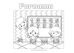 Gratis färgläggning Siffra Skolstart Klassrumstavla Klassrum Elev
