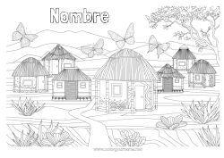 Colorear gratis Mariposa Casa Dibujos complejos para colorear África Insectos