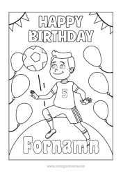 Färgläggningssida att anpassa Fotboll Fotboll Födelsedag Grattis på födelsedagen! Anpassningsbar ålder att fira Lagsporter