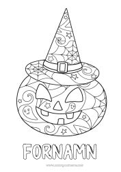 Färgläggningssida att anpassa Pumpa Jack O'Lantern Hatt Mellannivå färgläggningar Zentangle
