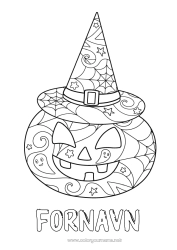 Fargeleggingssiden å tilpasse Gresskar Jack O'Lantern Hatt Mellomliggende fargelegginger Zentangle