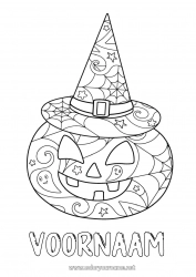 Gratis kleurplaat Pompoen Jack O'Lantern Hoed Intermediaire kleurplaten Zentangle