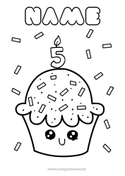 Colouring to customise Candle Cake Birthday Cute Customisable Age Celebrated