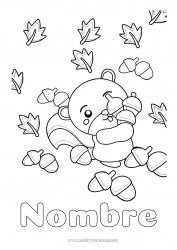 Dibujo libre Ardilla Otoño Animales Hojas Animales del bosque Bellota