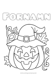 Färgläggningssida att anpassa Pumpa Jack O'Lantern Hatt
