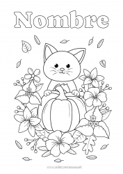 Colorear para personalizar Calabaza Flores Cat Hojas Perros y gatos