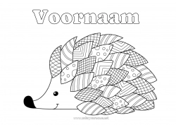 Gratis kleurplaat Egel Herfst Dier Bladeren Zentangle Bosdieren