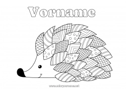 Kostenlose Malvorlage Igel Herbst Tier Blätter Zentangle Waldtiere