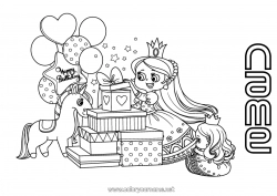 Free drawing Gifts Birthday Balloons Princess