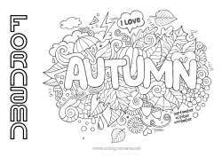 Gratis teckning Höst Blad Symboler Doodle