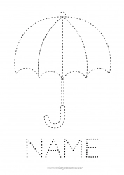 Free coloring Children's activities Umbrella Easy coloring pages Trace and color