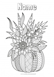 Desenho grátis Abóbora Flores Outono Folhas Girassol Zentangle