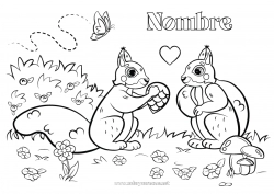 Colorear para personalizar Ardilla Mariposa Animales Insectos Animales del bosque Cono de pino