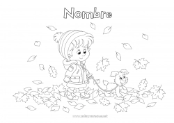 Dibujo libre Perro Chica Otoño Animales Hojas Perros y gatos