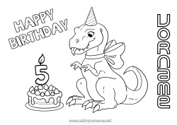 Kostenlose Zeichnung Kerze Kuchen Geburtstag Dinosaurier Mittelstufenmalvorlagen Alles Gute zum Geburtstag (Französisch) Nachricht Angepasstes Geburtstagsalter