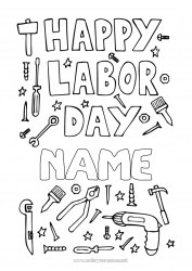 Coloring to customize Tools Labor day or Labour day