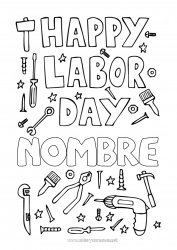 Colorear para personalizar Herramientas Día del Trabajo o Labor day