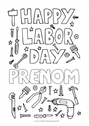 Coloriage gratuit Outils Labor day ou Labour day