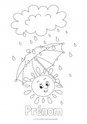 Coloriage gratuit Automne Printemps Soleil Activités enfants Parapluie Pluie