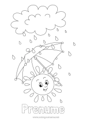 Pagină de colorat personalizată Toamnă Primăvară Soare Activități pentru copii Umbrelă Plouă