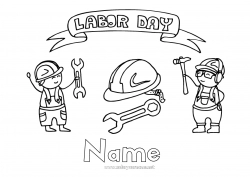 Free coloring Labor day or Labour day