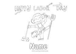 Colouring to customise Monkey Wild Animals Of Africa Labour Day