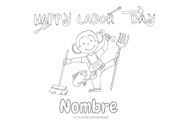 Dibujo libre Mono Animales salvajes de África Día del Trabajo o Labor day