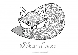 Dibujo libre Zorro Animales Dibujos complejos para colorear Zentangle Animales del bosque