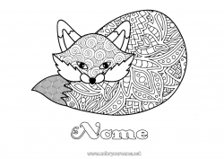 Disegno gratuito Volpe Colorazioni complesse Zentangle Animali della foresta