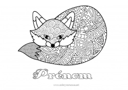 Dessin gratuit Renard Coloriages complexes Zentangle Animaux de la forêt