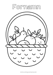 Gratis färgläggning Korg Frukter Päron Äpple