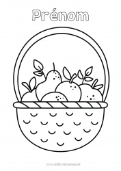 Coloriage gratuit Panier Fruits Poire Pomme