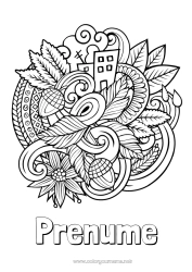 Pagină de colorat personalizată Toamnă Simboluri Doodle Zentangle