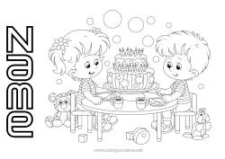 Colouring to customise Cake Birthday Girl Boy