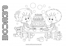 Coloriage gratuit Gâteau Anniversaire Fille Garçon