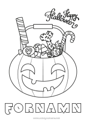 Färgläggningssida att anpassa Godis Pumpa Halloween Anmälan 
