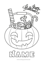 Colouring to customise Sweets Pumpkin Halloween Halloween Sign-Up