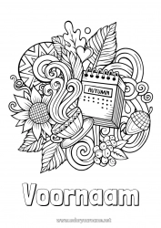 Gratis kleurplaat Herfst Symbolen Doodle Zentangle