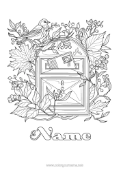 Free colouring Bird Leaves Zentangle Birds and flying mammals Letterbox