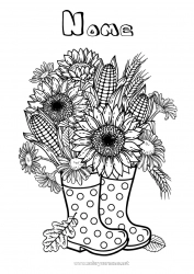 Desenho para personalizar Flores Outono Girassol Botas