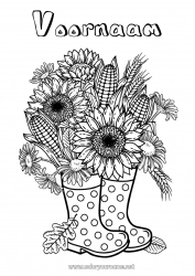 Gratis tekening Bloemen Herfst Zonnebloem Laarzen