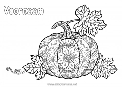 Gratis kleurplaat Pompoen Halloween Mandala Herfst Groenten Pompoen