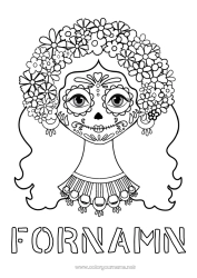 Gratis färgläggning De dödas dag Mexiko Catrina