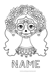Colouring to customise Day Of The Dead Mexico Catrina