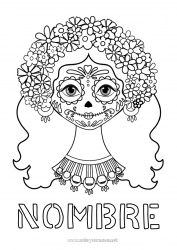 Colorear para personalizar Día de los Muertos México Catrina