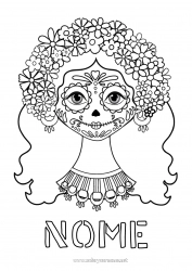 Desenho grátis Dia dos Mortos México Catrina