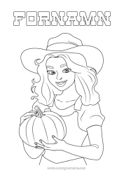 Gratis färgläggning Pumpa Flicka Cowboy