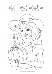 Colorear gratis Calabaza Chica Cowboy