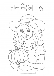 Coloriage gratuit Citrouille Fille Cow-boy